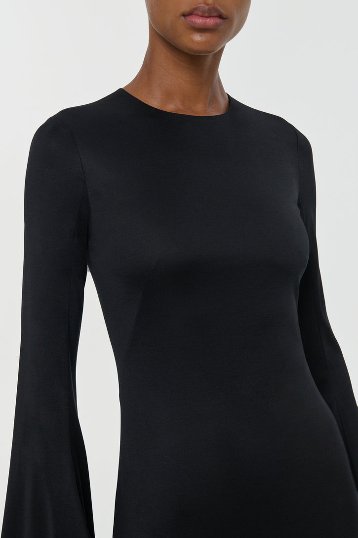 Imara Maxi Dress in Black Silk Jersey