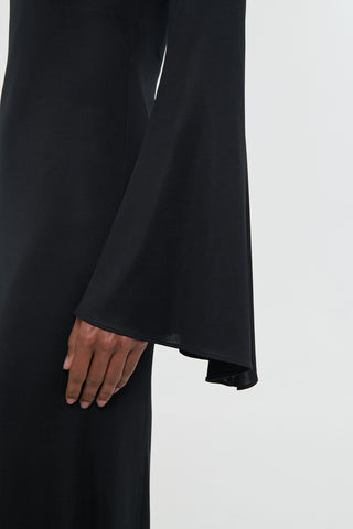 Black Silk Jersey Imara Dress - Flared Sleeve Detail | Gabriela Hearst