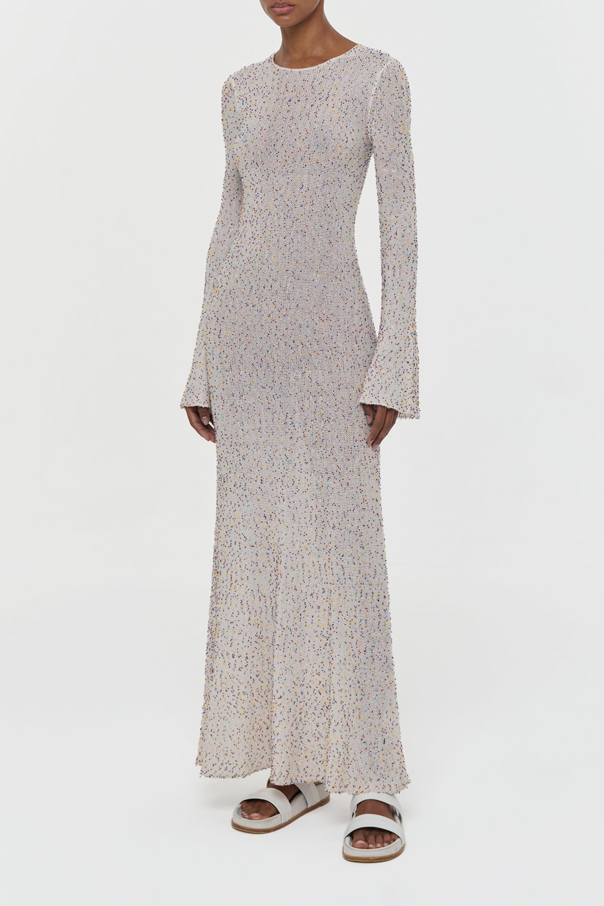 Chandra Knit Maxi Dress in Ivory Multi Beaded Cashmere Silk M / Ivory Multi Chandra Knit Maxi Dress in Ivory Multi Beaded Cashmere Silk M / Ivory Multi