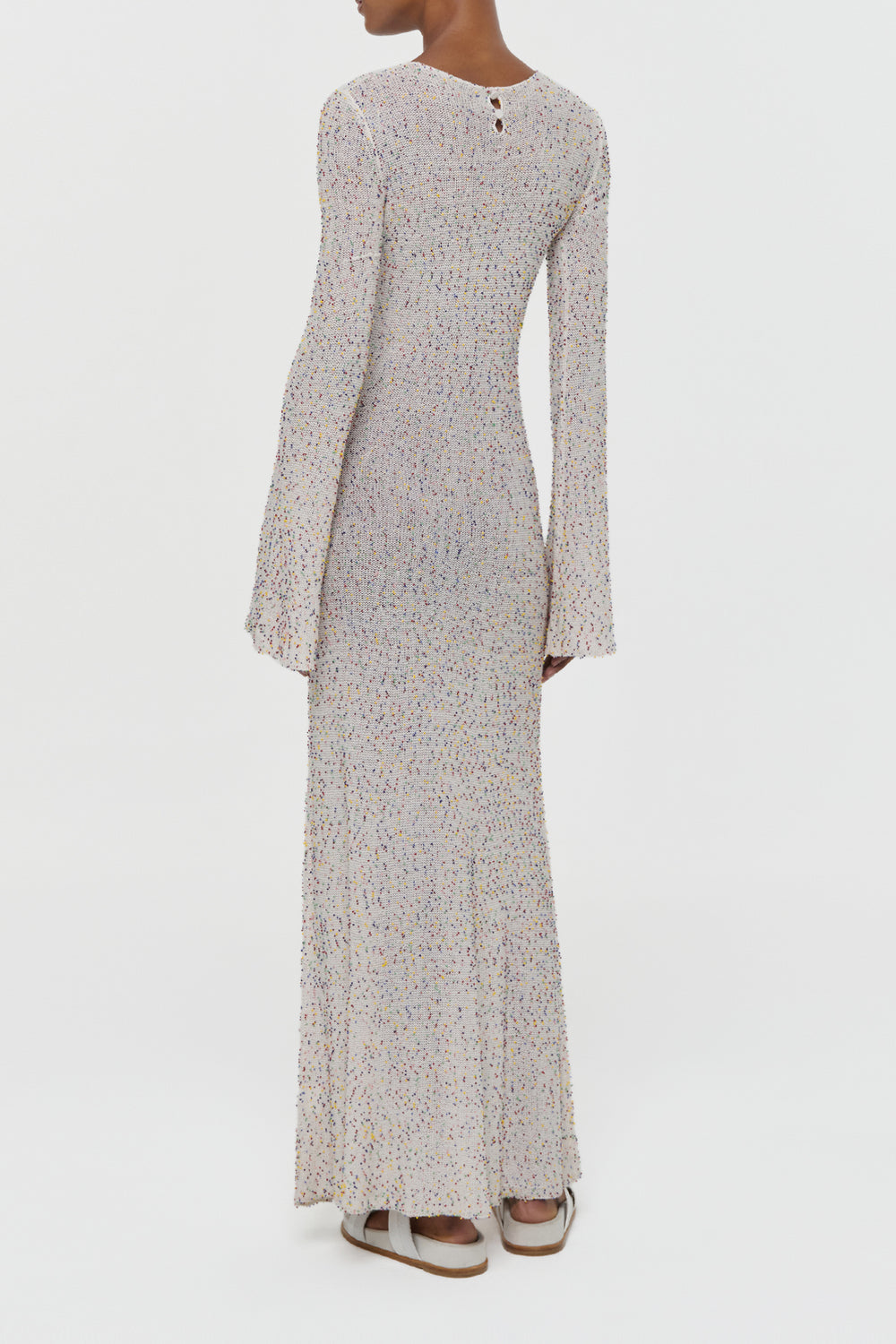 Chandra Knit Maxi Dress in Ivory Multi Beaded Cashmere Silk