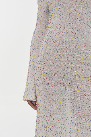 Ivory Multi Beaded Cashmere Knit Dress - Side Silhouette | Gabriela Hearst