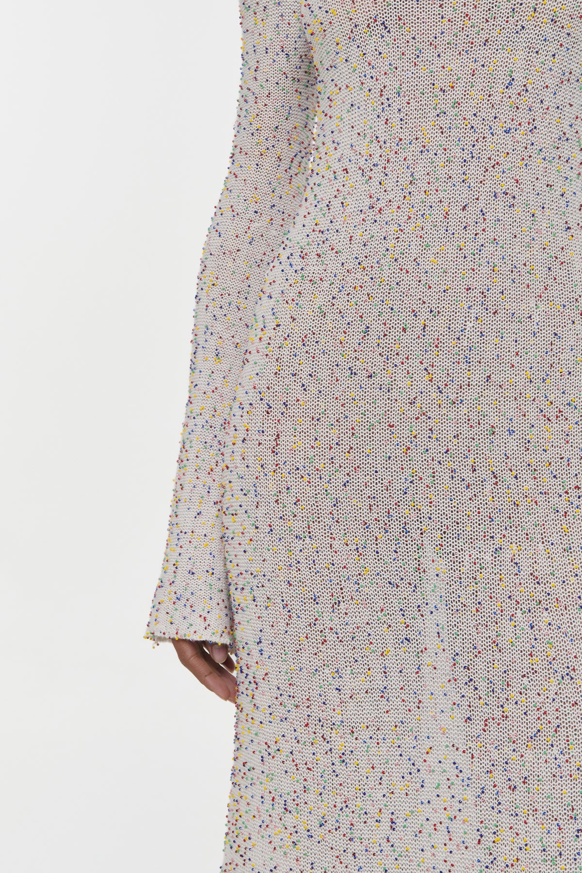 Chandra Knit Maxi Dress in Ivory Multi Beaded Cashmere Silk