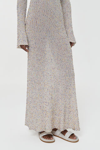 Ivory Multi Beaded Cashmere Knit Maxi Dress - Skirt Detail | Gabriela Hearst