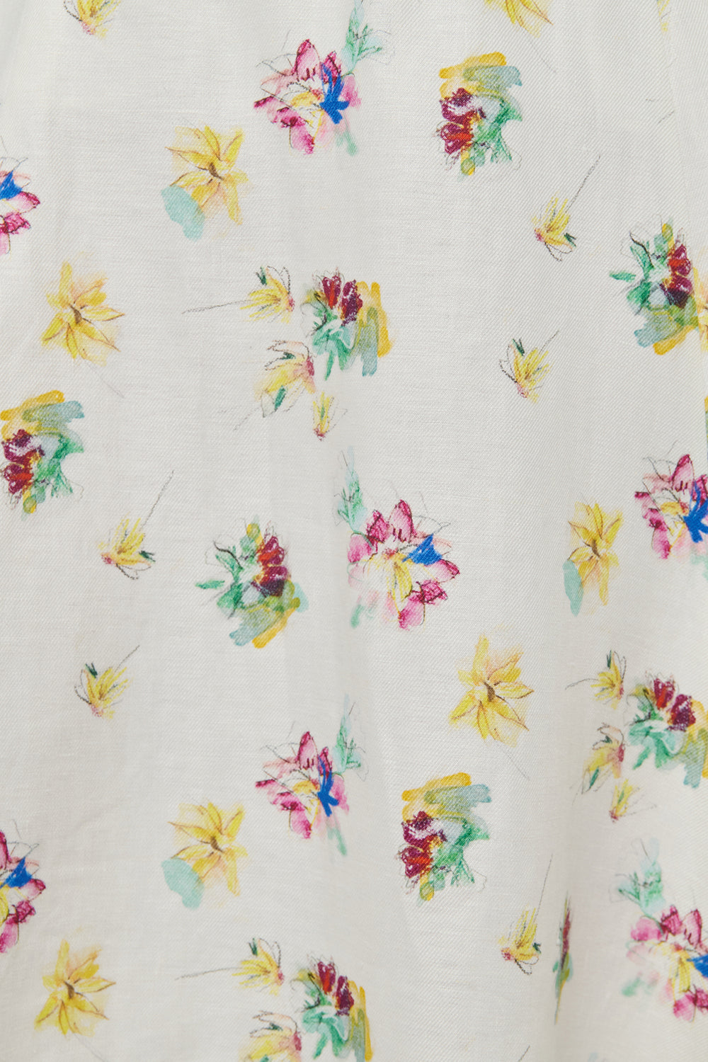 Ranya Puff Sleeve Mia's Flowers Maxi Dress in Ivory Multi Printed Linen Twill