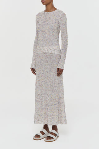 Ivory Multi Beaded Cashmere Nello Sweater Look - Three Quarter View | Gabriela Hearst
