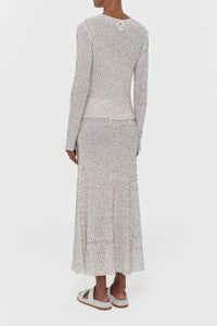 Sabine Knit Midi Skirt in Ivory Multi Beaded Cashmere Silk