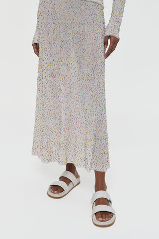 Ivory Multi Beaded Cashmere Sabine Knit Midi Skirt - Close-Up Detail | Gabriela Hearst