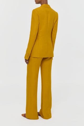 Golden Birch Linen Suit - Back View With Blazer Detail | Gabriela Hearst