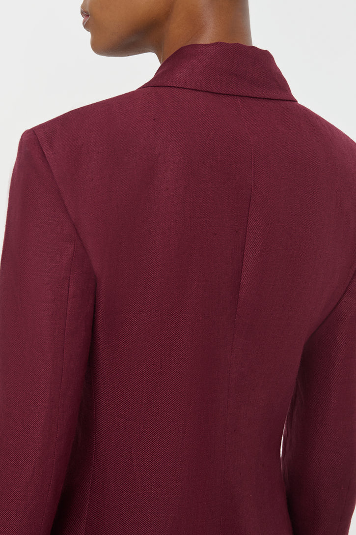 Leiva Blazer in Bordeaux Linen Twill