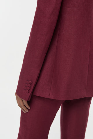 Bordeaux Linen Blazer - Sleeve Button Detail | Gabriela Hearst