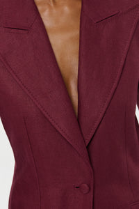 Leiva Blazer in Bordeaux Linen Twill