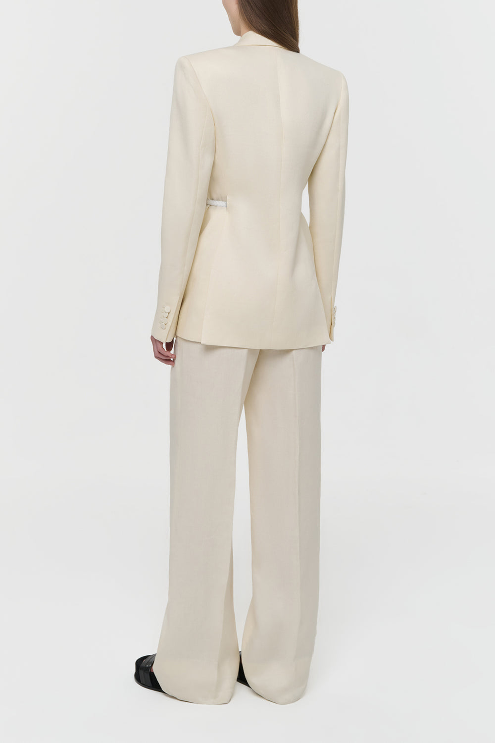 Epona Rope Blazer in Ivory Textured Linen Slub