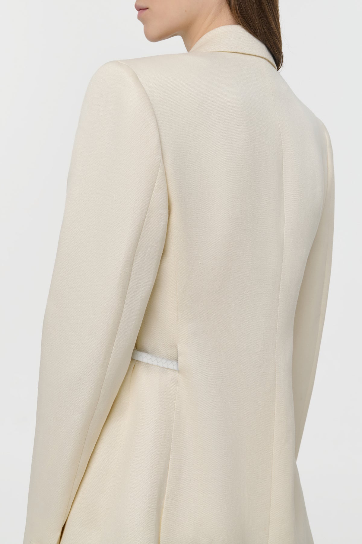 Epona Rope Blazer in Ivory Textured Linen Slub