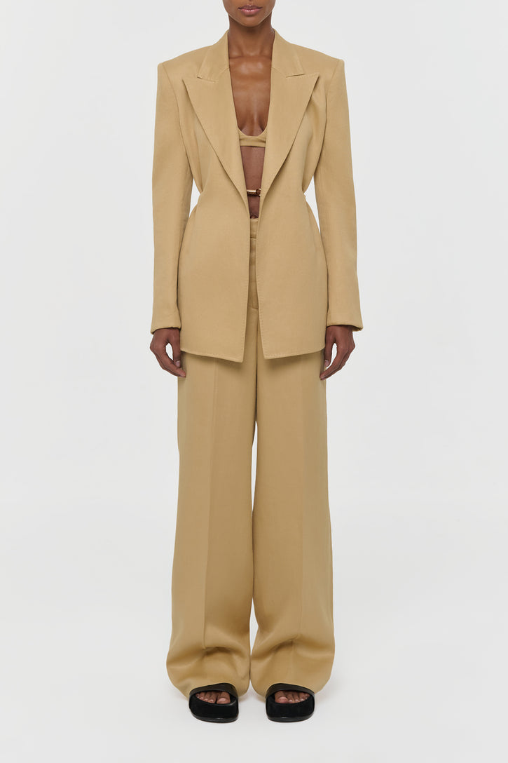 Epona Rope Blazer in Wheat Textured Linen Slub