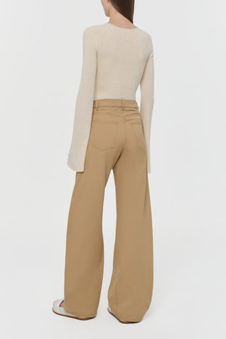 Amoret Barrel-leg Jeans in Camel Cotton Twill - Back View On Model | Gabriela Hearst