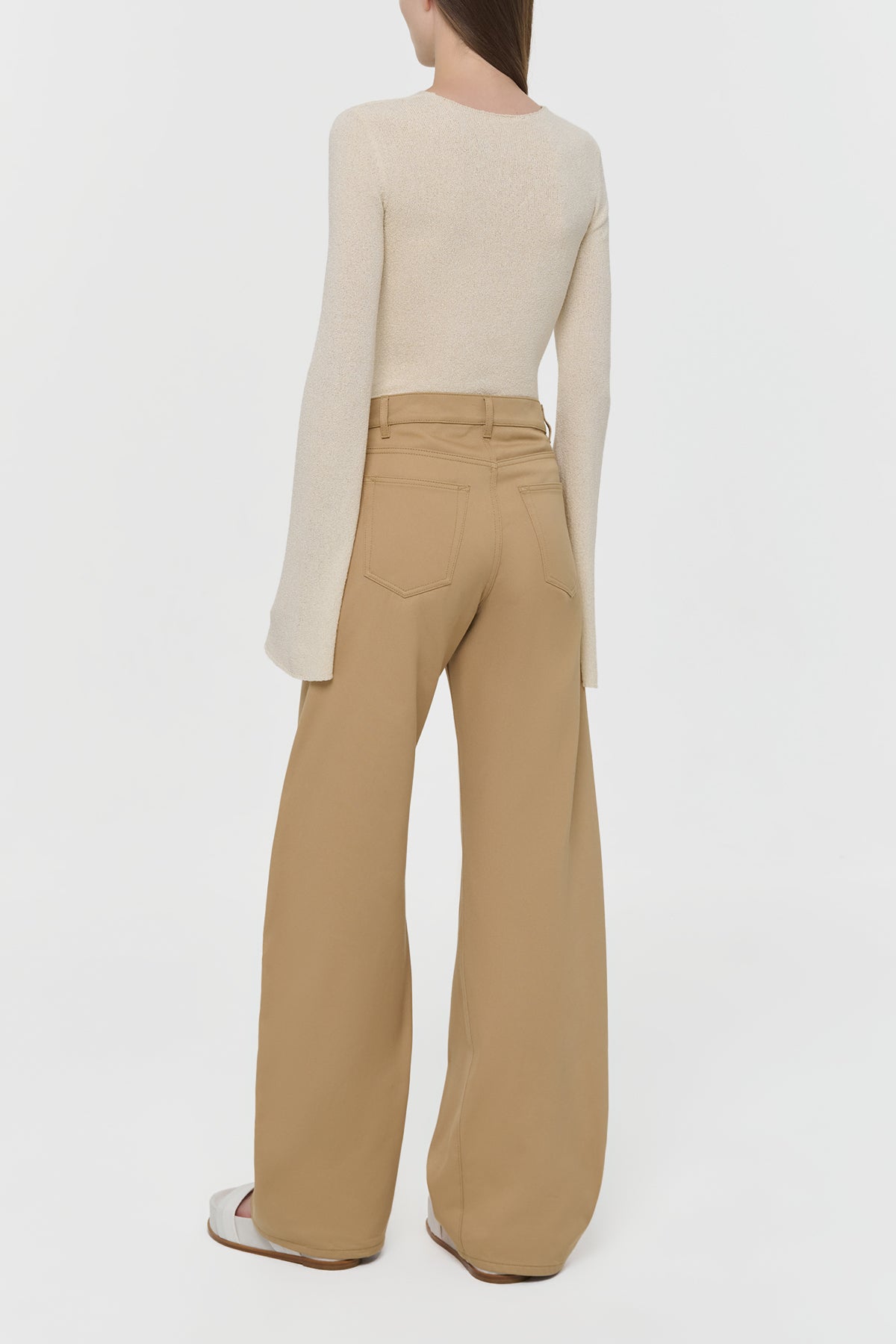 Amoret Barrel-leg Jean in Camel Sea Island Cotton Twill