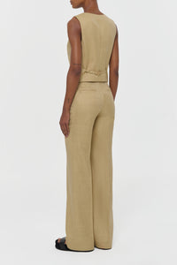 Coleridge Vest in Hay Virgin Wool Silk with Linen