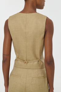 Coleridge Vest in Hay Virgin Wool Silk with Linen
