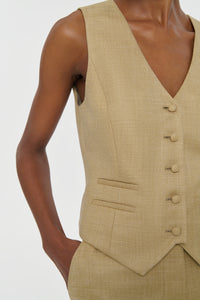 Coleridge Vest in Hay Virgin Wool Silk with Linen