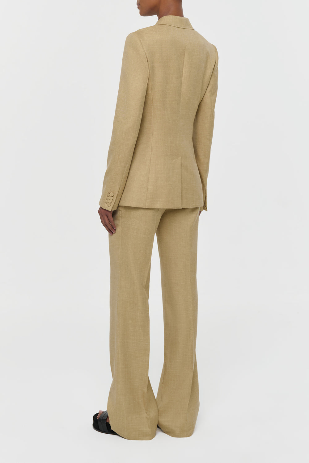 Vesta Flare Pant in Hay Virgin Wool Silk with Linen