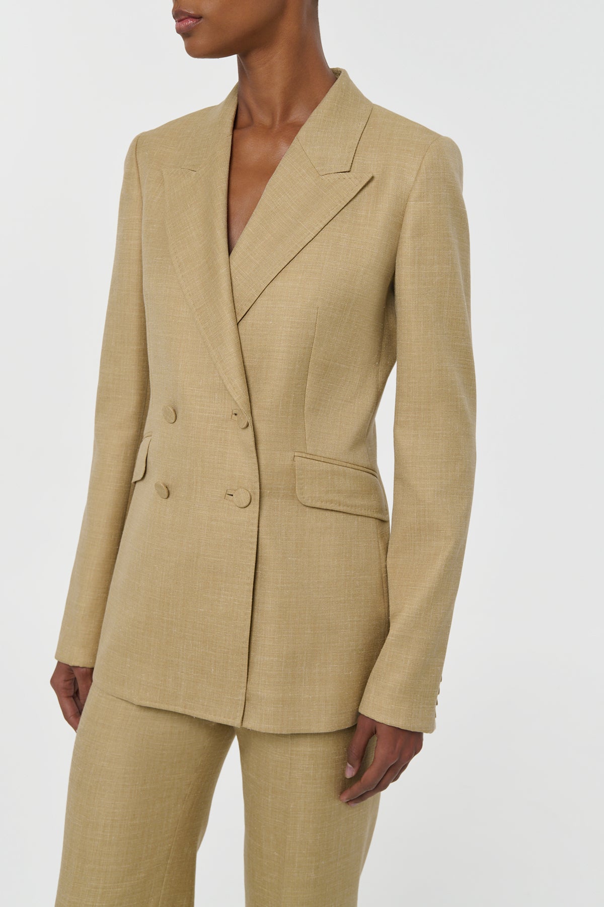 Angela Blazer in Hay Virgin Wool Silk with Linen