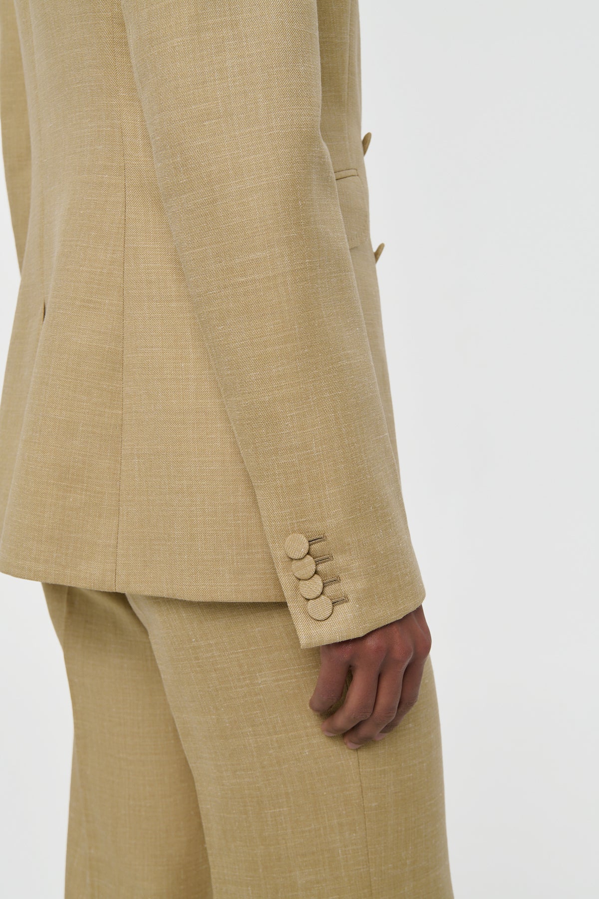 Angela Blazer in Hay Virgin Wool Silk with Linen