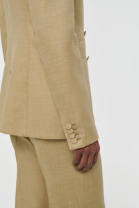 Angela Blazer in Hay Virgin Wool Silk with Linen