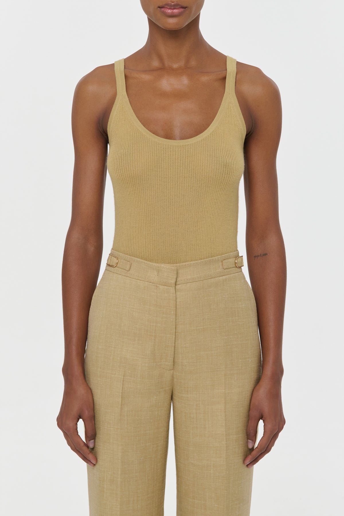 Cinxia Knit Tank Top in Hay Cashmere Silk