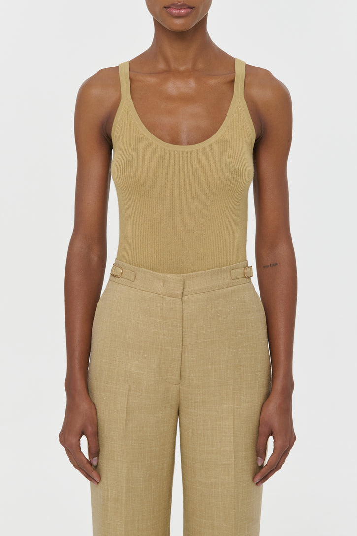 Cinxia Knit Tank Top in Hay Cashmere Silk