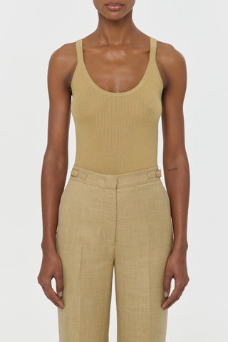 Cinxia Knit Tank Top in Hay Cashmere Silk