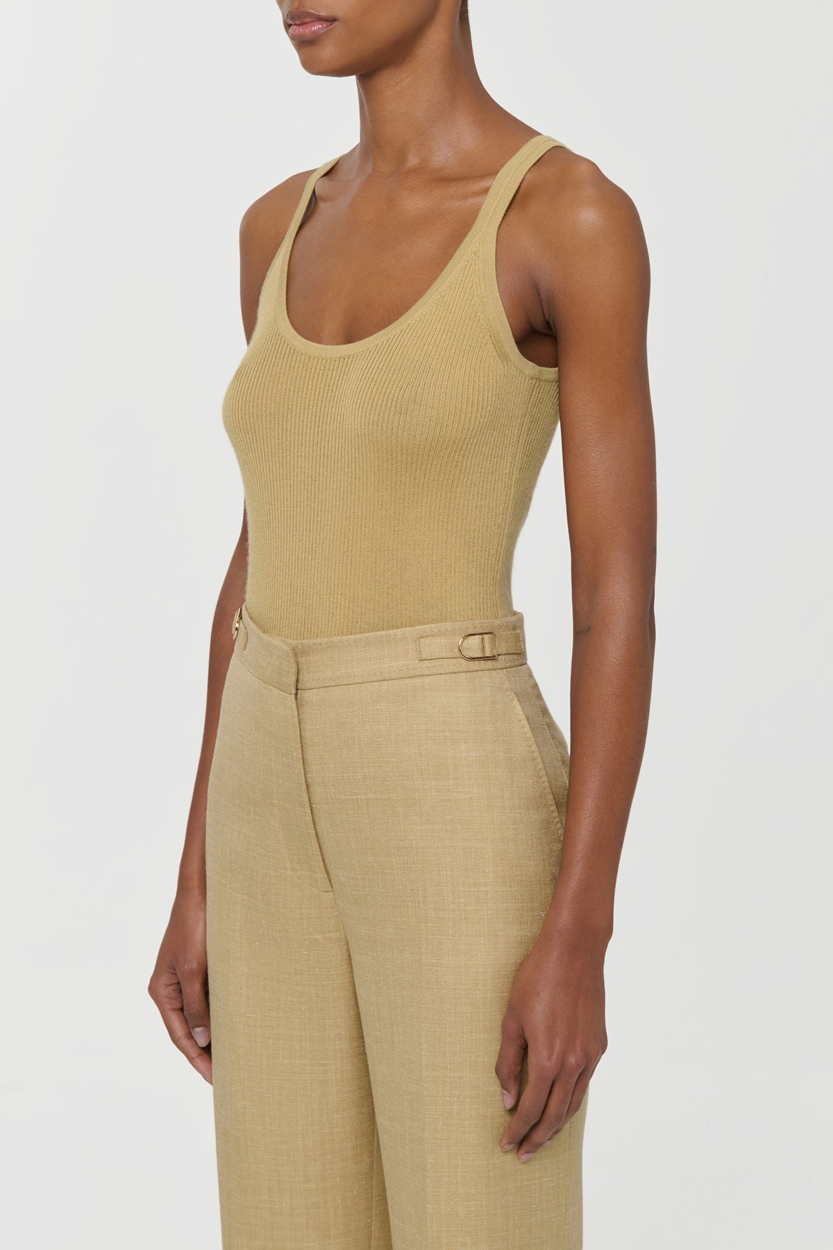 Cinxia Knit Tank Top in Hay Cashmere Silk