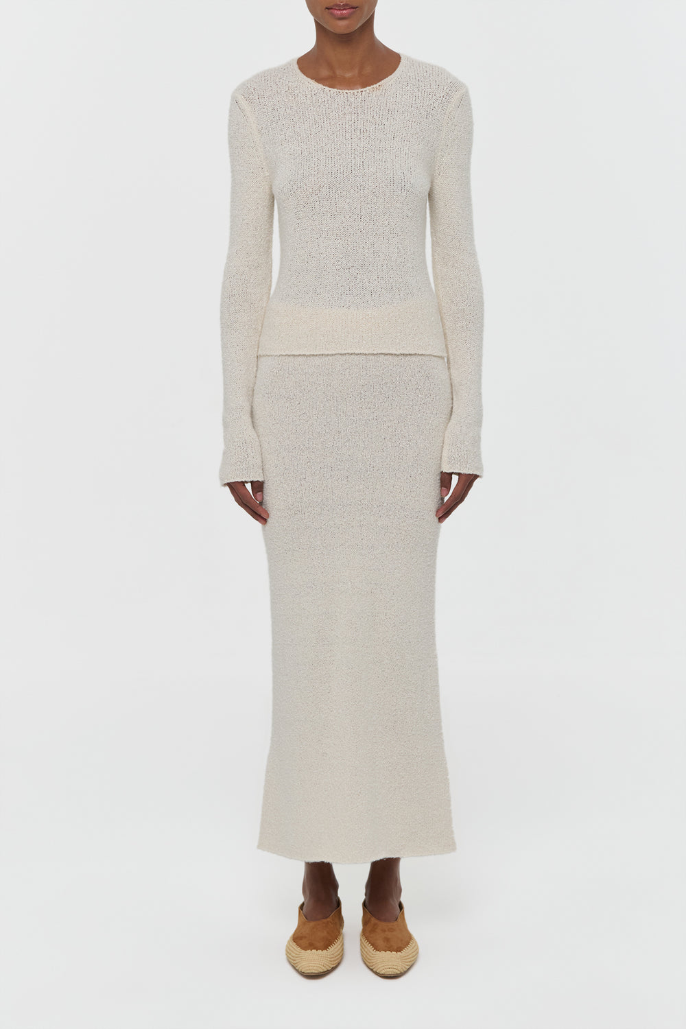 Praedics Knit Sweater in Off White Mulberry Silk