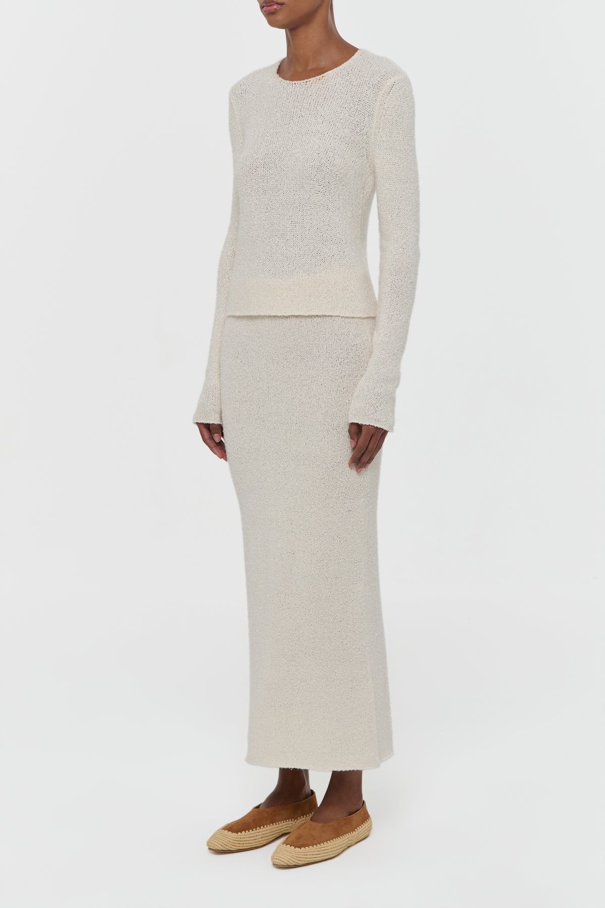 Praedics Knit Sweater in Off White Mulberry Silk