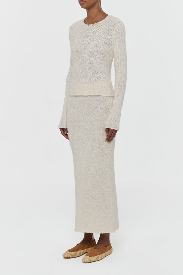 Praedics Knit Sweater in Off White Mulberry Silk