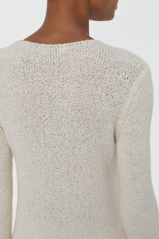 Off White Silk Sweater - On Model Back Knit Detail | Gabriela Hearst