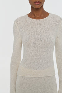 Praedics Knit Sweater in Off White Mulberry Silk