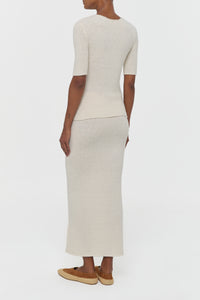 Valentia Knit T-Shirt in Off White Mulberry Silk