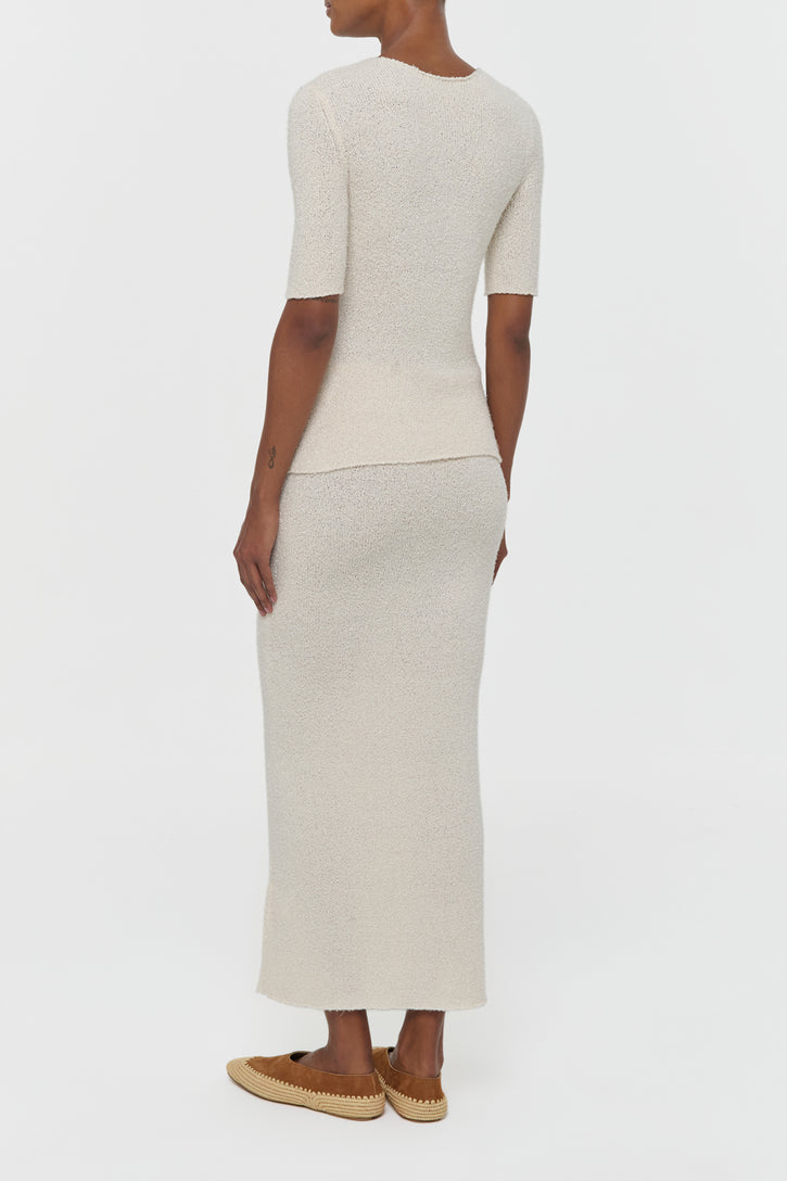 Terranova Knit Maxi Skirt in Off White Mulberry Silk