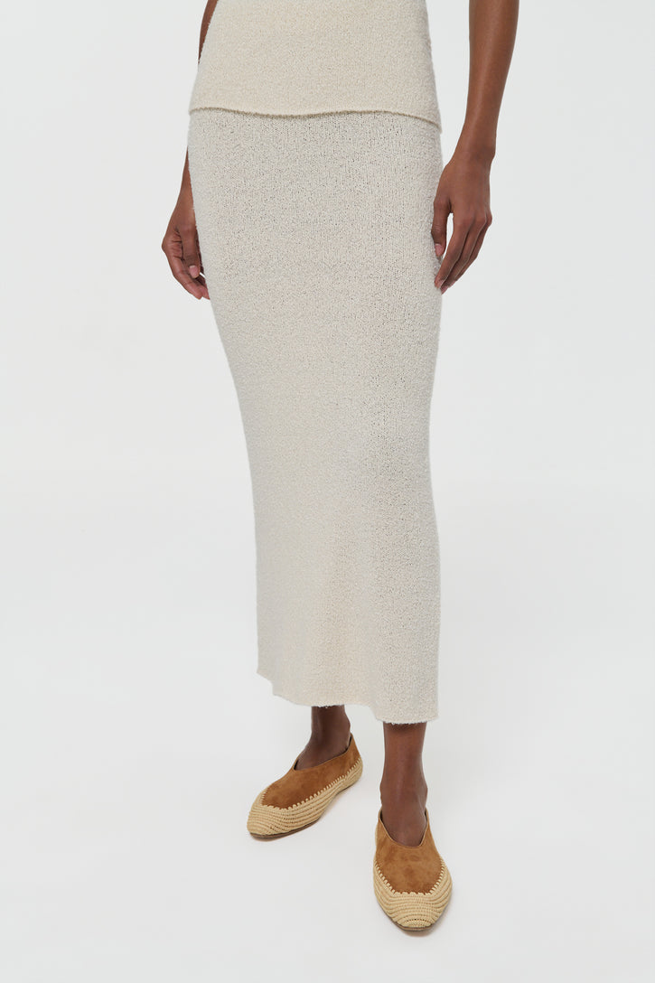 Terranova Knit Maxi Skirt in Off White Mulberry Silk