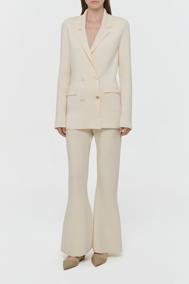 Ceto Knit Blazer in Off White Merino Wool Cashmere