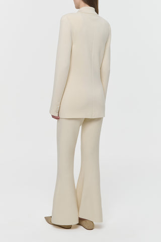 Ivory Knit Blazer - Back View On Model with Flare Pants | Gabriela Hearst