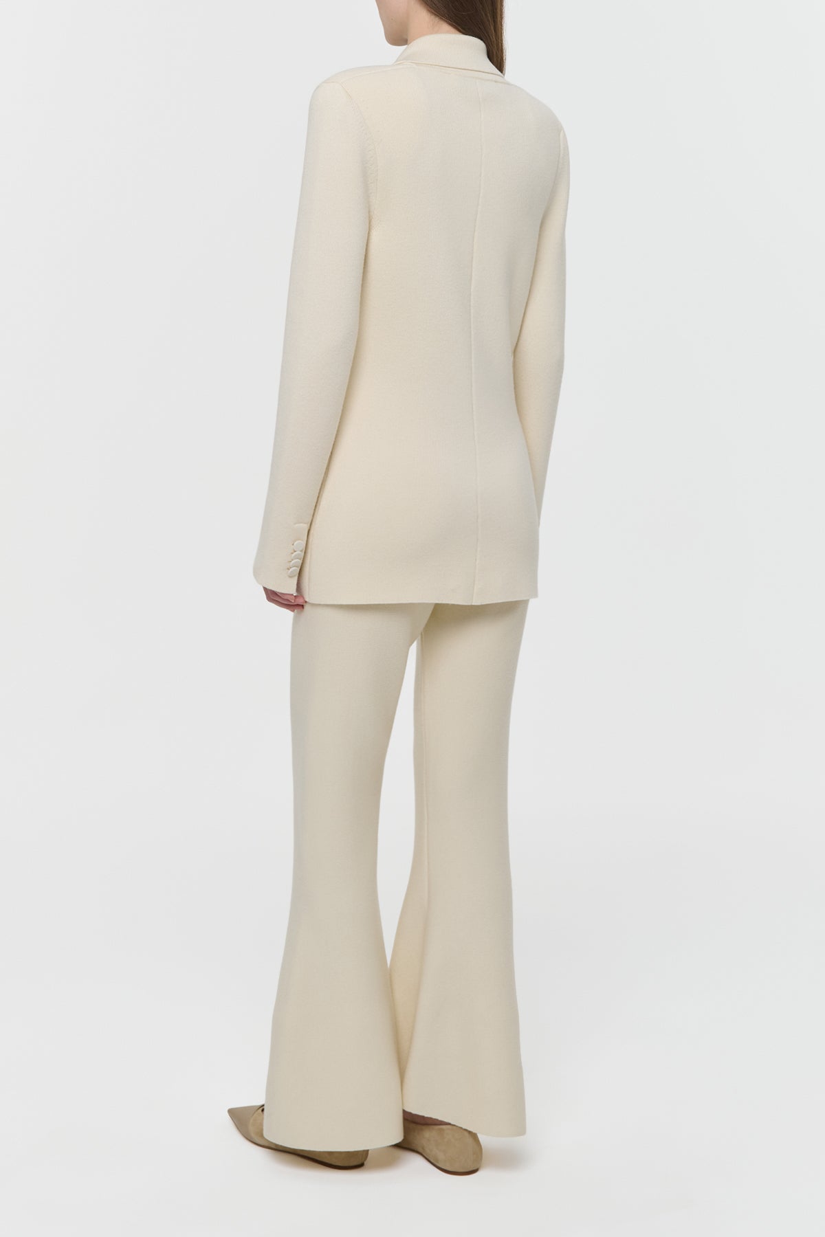Ceto Knit Blazer in Off White Merino Wool Cashmere