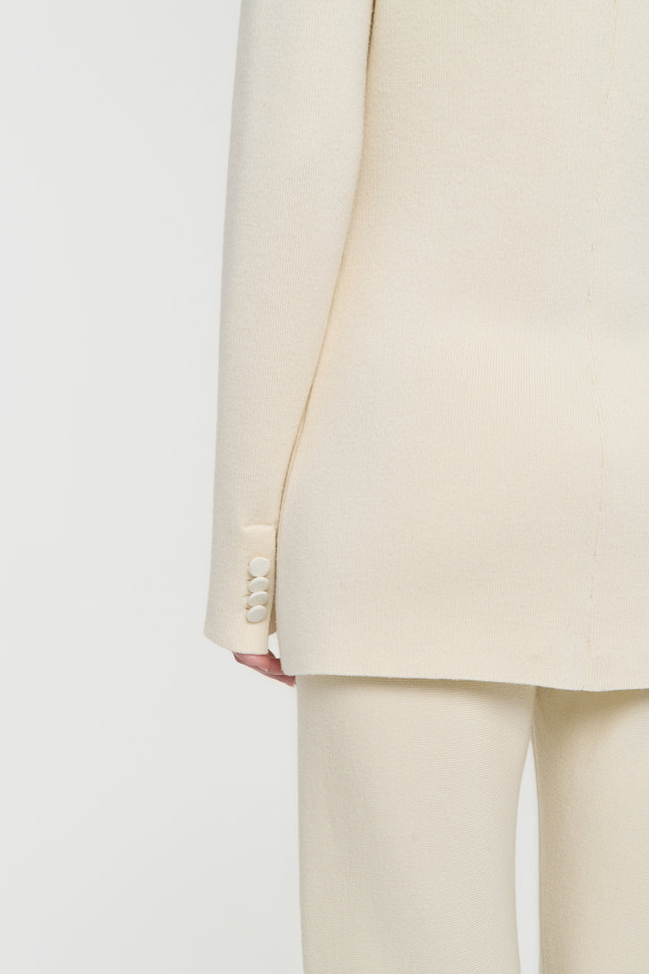 Ceto Knit Blazer in Off White Merino Wool Cashmere