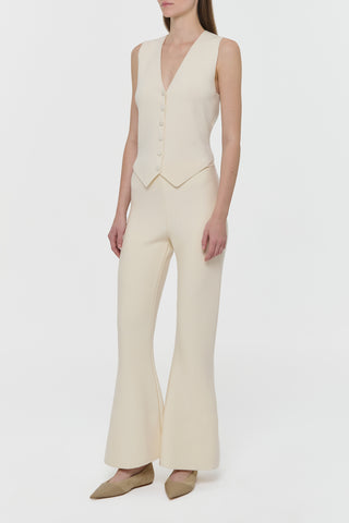 Enso Knit Vest in Off White Merino Wool Cashmere
