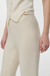 Ayala Flare Cropped Knit Pant in Off White Merino Wool Cashmere