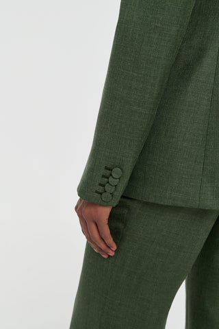 Olive Natural Fiber Blazer - Cuff Button Detail | Gabriela Hearst