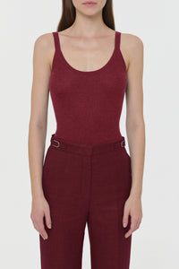 Cinxia Knit Tank Top in Bordeaux Cashmere Silk with Hemp