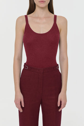 Cinxia Knit Tank Top in Bordeaux Cashmere Silk with Hemp