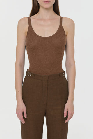 Cinxia Knit Tank Top in Chestnut Cahmere Silk with Hemp