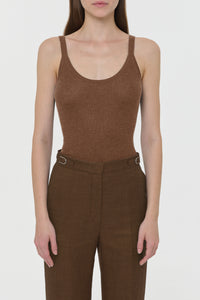 Cinxia Knit Tank Top in Chestnut Cahmere Silk with Hemp